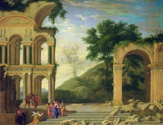 Landschaft mit der Rast auf der Flucht nach Ägypten, 1671